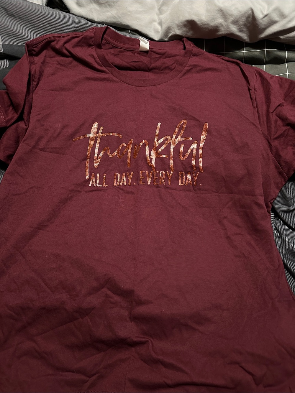 Alternative Burgundy Short-Sleeve 'Thankful' Graphic Tee